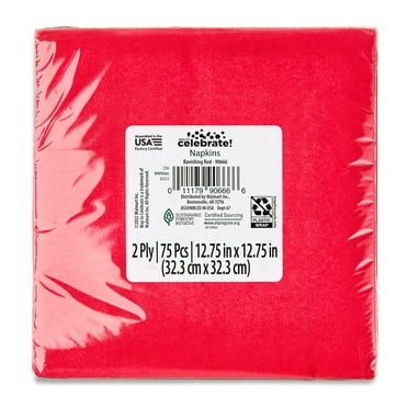 6.5" x 6.5" Disposable Red Paper Napkins, 75 Count, by Way To Celebrate