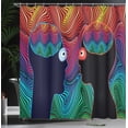 thumbnail image 4 of Ambesonne Romance Shower Curtain, Floral Eyes and Stripe, 69"Wx84"L, Multicolor, 4 of 5