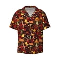 thumbnail image 2 of Lsque Warm Plants and Mushrooms print Men's Cuban Collar Short Sleeve Shirt Summer Beachwear Casual Button Down Fashionable Vacation Leisure Shirt-4X-Large, 2 of 7