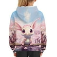 thumbnail image 6 of Xoenoiee Axolotl Cherry Blossom Pattern Girls Hoodies Pullover Hoodies Long Sleeve Sweatshirt Hooded Sweater for Kids Cosy Playwear with Kangaroo Pocket Activewear, S, 6 of 7