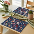 thumbnail image 6 of Navy Blue Flowers Placemats for Dinning Table Set of 6, Spring Vintage Floral Leaves Farmhouse Burlap Kitchen Place Mats Waterproof Cloth Table Mats, Indoor Outdoor Placemats Easy Clean Dinner Decor, 6 of 8