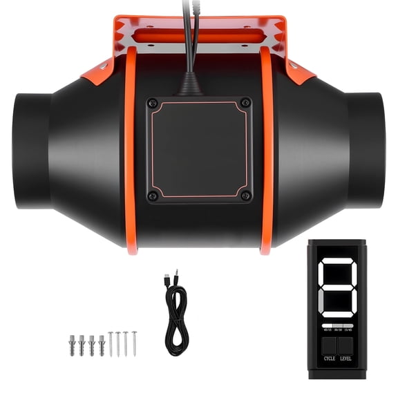 KFFKFF Inline Duct Fan, 205 CFM 4-inch EC Motor Ventilation System with Adjustable Speeds, Timer Function, and Efficient Cooling for Grow Tents, Indoor Plants, and Hydroponic Systems