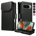 thumbnail image 5 of ELEHOLD Wallet Case For Google Pixel 9 / 9 Pro, Luxury PU Leather Shockproof Magnetic Flip Kickstand Card Slots Cash Pocket Wallet Case With Detachable Lanyard, Black, 5 of 11