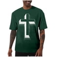 thumbnail image 2 of Ceisia Men's Loose Fit Short Sleeve T-Shirt 3D Cross Print Faith Theme Spring Summer Shirt Gift, 2 of 6