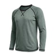 thumbnail image 5 of DPTALR Men's Color Block Crew Neck Long Sleeve T-Shirt， Curved Hem Casual Baseball Top,Mint Green,Big and Tall Men L, 5 of 7