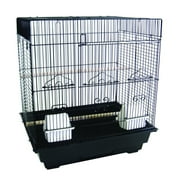 YML 3/8" Bar Spacing Square Top Small Bird Cage with Large Swing Out Door and Bottom Tray, 18" x 14" - Black