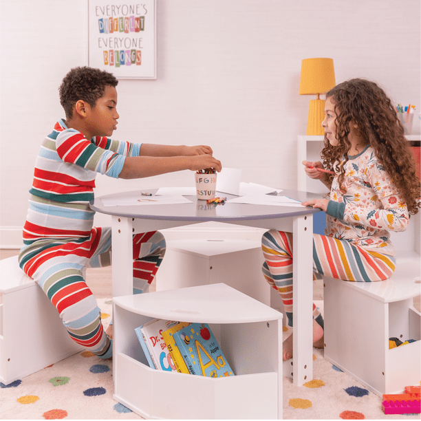 Milliard Kids Activity Play Table Chair Set for ToddlersRound with 4