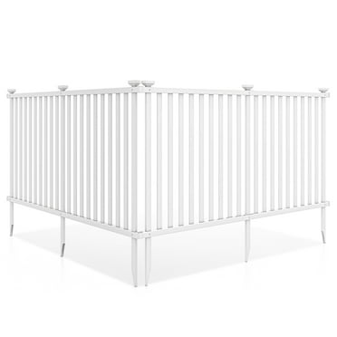 Gymax 80'' x 39'' Vinyl Picket Fence 2 No Dig Fence Panels for Soft Ground White