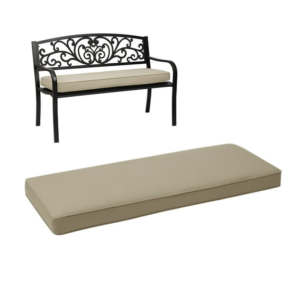 YKITRD 46x18x3 inch outdoor bench cushion with straps for 2-3 people, suitable for home use in courtyards and terraces, removable and washable bench cushion, waterproof andBrown