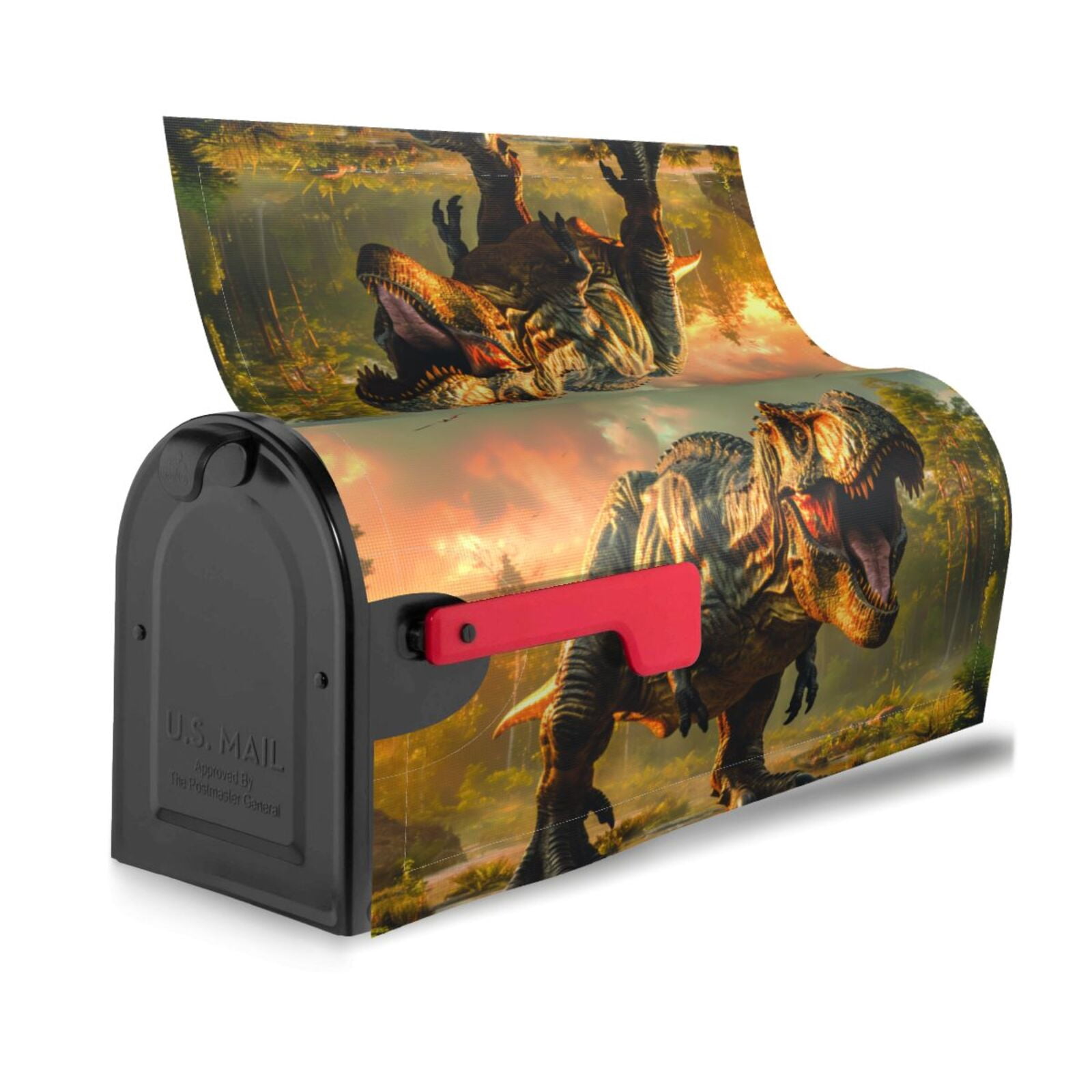 Picia Realistic Style Forest Dinosaur Magnetic Mailbox Cover Standard Size-21x18 in