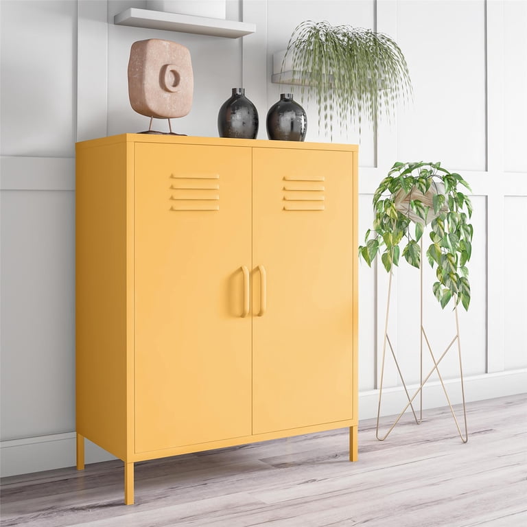 Novogratz Cache 2 Door Metal Locker Style Storage Accent Cabinet