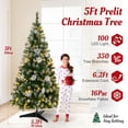 thumbnail image 5 of Ayieyill 5FT Pre-Lit Artificial Christmas Tree with 350 Frosted Tips 100 LED Lights 16 Snowflakes Ornaments, for Holiday Indoor Home Office Decoration, 5 of 8