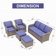 thumbnail image 5 of Ainfox 5 Pieces Patio Furniture Sofa Set on Sale, Outdoor Sectional Set with 3 Seater Sofa, Single Chair and Ottoman, Blue, 5 of 6