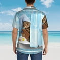thumbnail image 6 of Balery Funny Cat Taking a Bath Print Men's Hawaiian Shirts Short Sleeve Beach Shirt Relaxed Fit Vacation Button Down Shirts-Large, 6 of 9