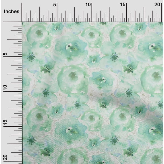 oneOone Cotton Jersey Light Mint Green Fabric Watercolor Floral Diy Clothing Quilting Fabric Print Fabric By Yard 58 Inch Wide