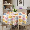 thumbnail image 4 of Odenmar Round Tablecloth 70 Inch, Retro Floral Boho Tablecloth, Colorful Flower Table Cover, Waterproof Washable Polyester Tablecloth for Dining Kitchen Party Indoor Outdoor, 4 of 8