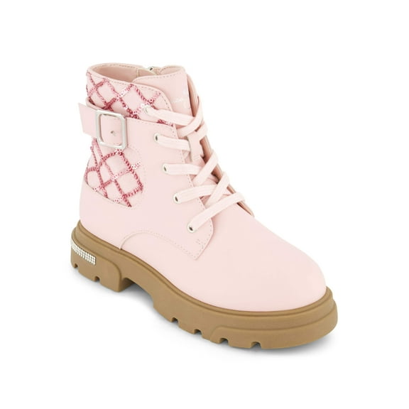 Jessica Simpson Youth Girls Pink Rosa Buckle Side Zipper Combat Motto Boot