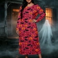 thumbnail image 4 of SELONE Long Nightgowns for Women Long Sleeve Plus Size Halloween Pajamas Dress Pumpkin House Dress Party Nightwear, 4 of 8