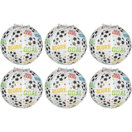 6-Pack Soccer Paper Lantern, Hanging Decoration for Sports Theme Party, 11"