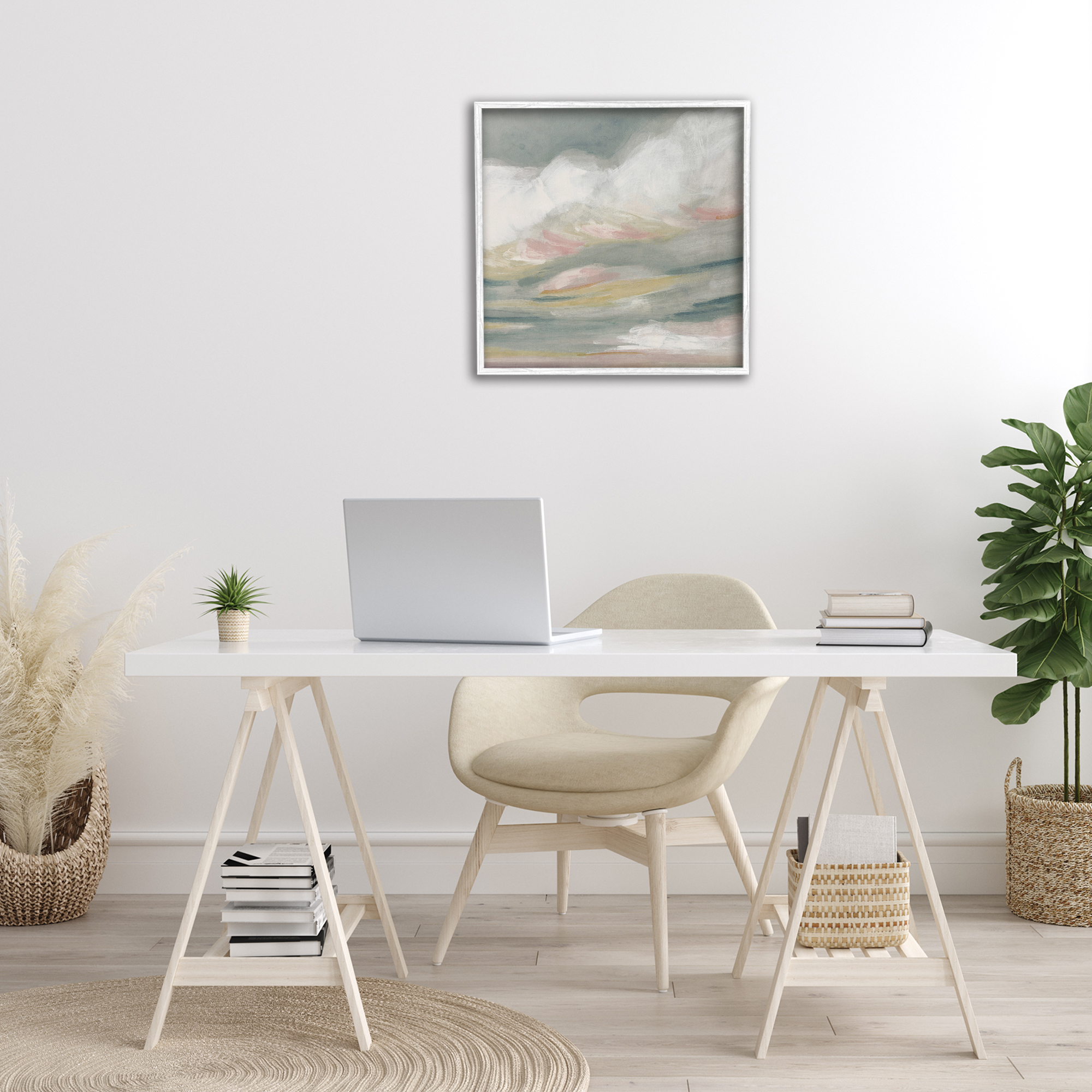 Stupell Industries Storm Clouds Abstraction Landscape Painting White Framed Art Print Wall Art, 24 x 24