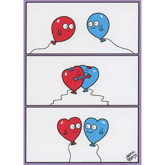 Oatmeal Studios Balloon Couple Hugs Into Heart Shapes Funny / Humorous Anniversary Card for Couple