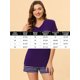 thumbnail image 5 of Pijama para mujer, tops y pantalones cortos elásticos, cuello en V, ropa de dormir, 2 piezas, conjuntos de salón, color morado medio, 5 of 6