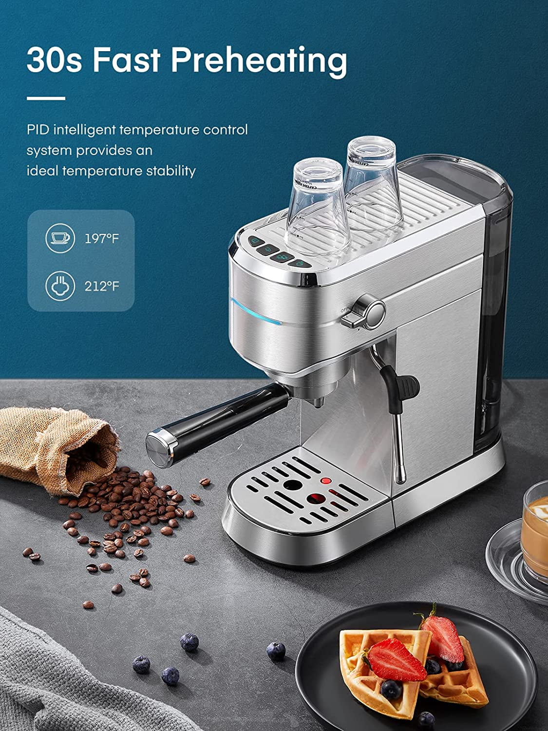Espresso Machine with Milk Frother, Kitchen Espresso Coffee Maker, 20 –  SEGMART