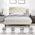 thumbnail image 6 of Sesslife Twin Bed Frame, Faux Leather Platform Bed Frame with Adjustable Headboard, Mattress Foundation, Holds 400LBS, No Box Spring Needed, Easy Assembly, White, 6 of 7