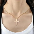 thumbnail image 2 of Pearl Cross Necklace for Women Gifts for Christmas Baroque Pearl Necklaces Big Gold/Silver Cross Necklace Stainless Steel Chain Necklace for Men Trendy Christian Gifts (Gold-3), 2 of 5