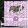 thumbnail image 3 of Ambesonne Dog Lover Shower Curtain, Paw Print Animal Bone Art, 69"Wx75"L, Lilac, 3 of 4