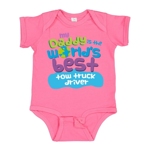 Inktastic My Daddy is the Worlds Best Tow Truck Driver Boys or Girls Baby Bodysuit