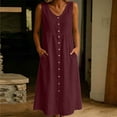 thumbnail image 2 of Horkkom Button Down Dress for Women Summer V Neck Sleeveless Maxi Dresses Casual Tank Beach Dresses with Pockets XXXL, 2 of 9