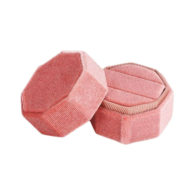 Caja para Anillos de Boda, Estuche Elegante y , Hexagonal, Caja para Pendientes, Anillos, Portador, Caja de Exhibición, Joyero de Franela para Propuesta de Cumpleaños Rosado Sunnimix Estuche para anillos