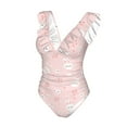 thumbnail image 4 of Yiaed Cute Bunny Print Women's Ruffled One Piece Swimsuit V Neck Swimwear Slimming Monokini for Woman-XX-Large, 4 of 8