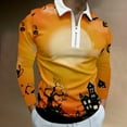 thumbnail image 2 of Men's Long Sleeve Polo Shirts Male Casual Halloween Print Zipper Turn Down Collar Blouse Tops Shirt Comfortable, 2 of 4