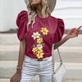 thumbnail image 2 of Gibobby Casual Playera de Manga Corta para Mujer Camiseta manga corta con cuello redondo y estampado flores para mujer(Rojo,CH), 2 of 5