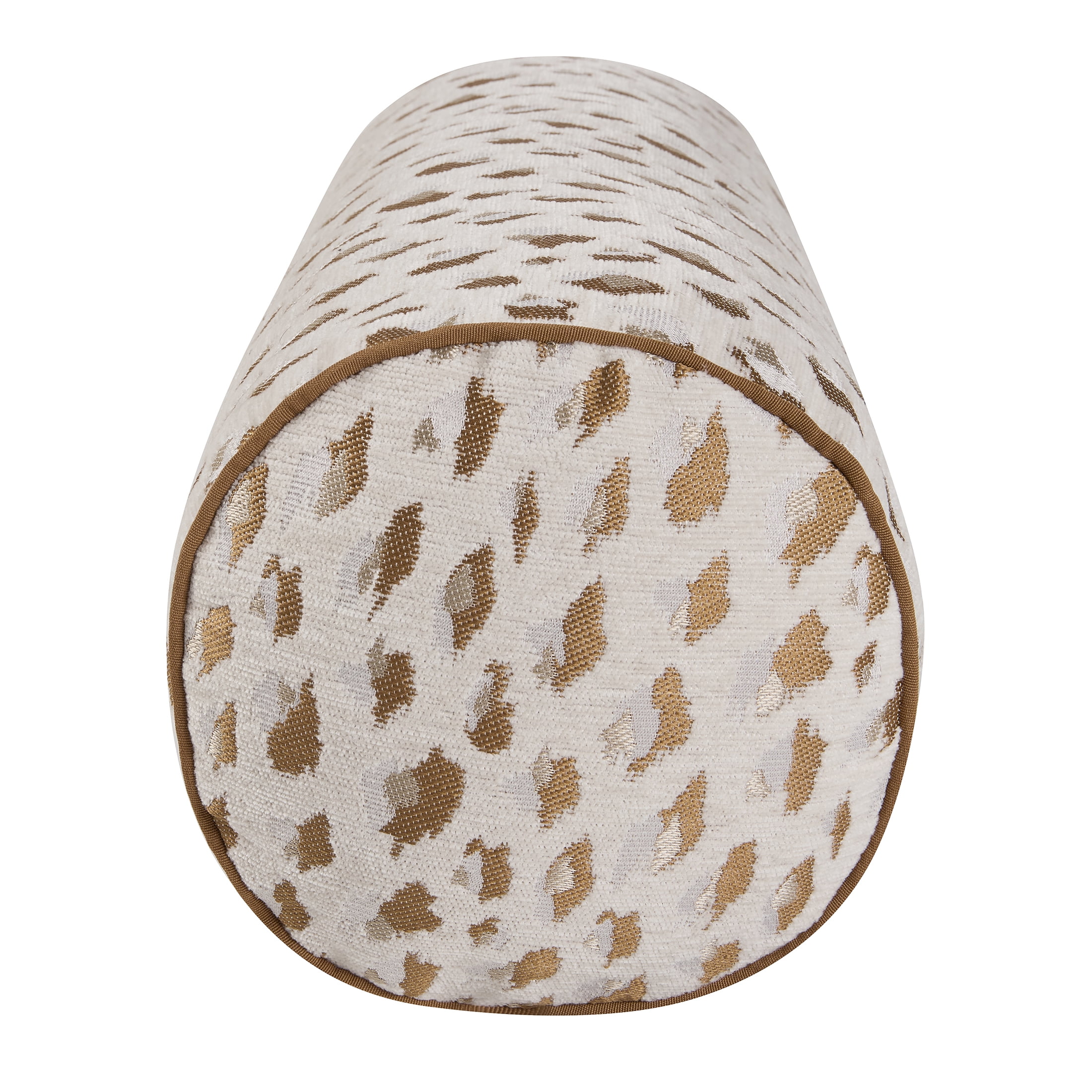 Home Decor Collection 8" x 36" Tan Woven Leopard Bolster Decorative Pillow