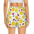 thumbnail image 4 of Uemuo Strawberry Lemon Pattern Women's Athletic Shorts High Waisted Running Shorts with Liner Pockets Gym Elastic Workout Shorts-X-Large, 4 of 9