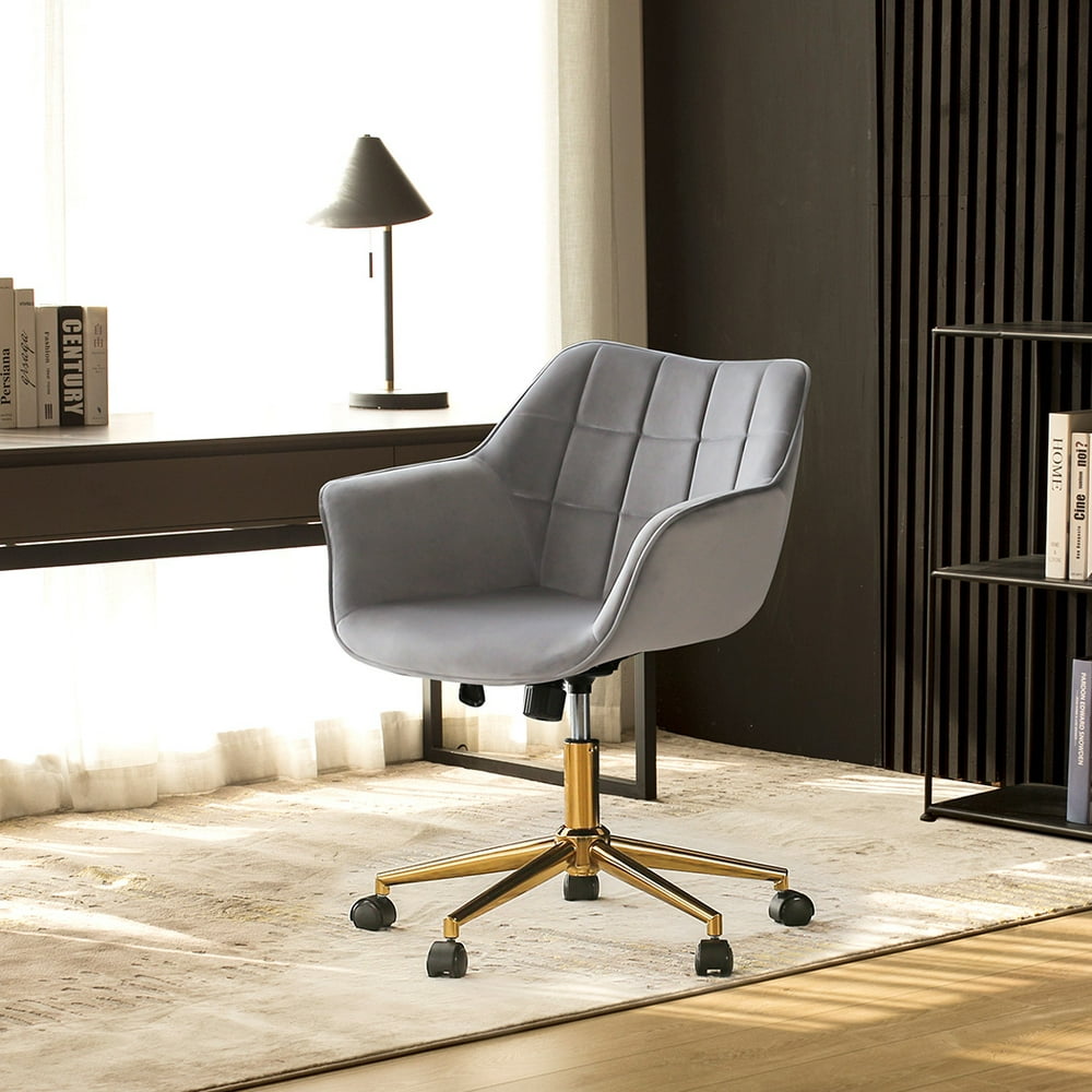 Duhome Velvet Modern Home Office Desk Chair Mid Back Mid Century Modern Adjustable Swivel 