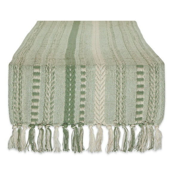 Design Imports CAMZ13796 DII Artichoke Green Braided Stripe Table Runner 15x72
