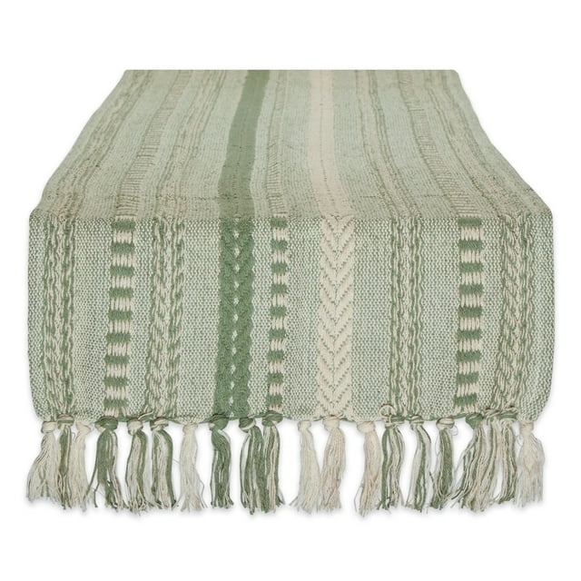 Design Imports CAMZ13796 DII Artichoke Green Braided Stripe Table Runner 15x72