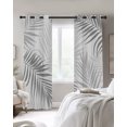 thumbnail image 5 of Gray Palm Leaf Blackout Curtains Light Blocking Print Window Curtains, Tropical Botanical Leaves Minimalist Thermal Insulated Window Drapes for Living Room Kitchen Cafe (2 Panels, 104"W x 84"L), 5 of 8