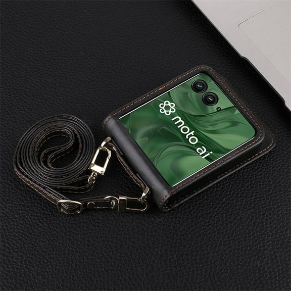 Phone case for Motorola Razr 50 ultra card slot lanyard one-piece flip phone leather cover