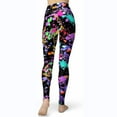 thumbnail image 4 of XIAONU Womens Paint Splatter Leggings High Waist Slim Fit Pants Stretchy Casual Daily Bottoms Black, 4 of 4