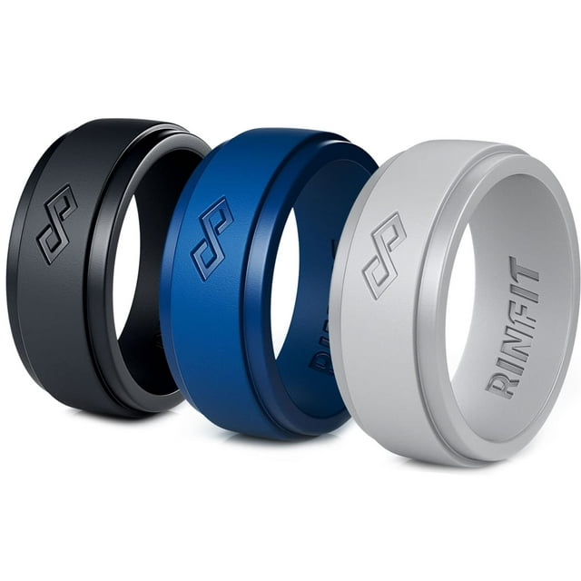 Rinfit Silicone Rings for Men - Mens Silicone Wedding Band - Infinity Silicone Ring Men - Rubber Wedding Rings - Patented Design - SetG, Size 10