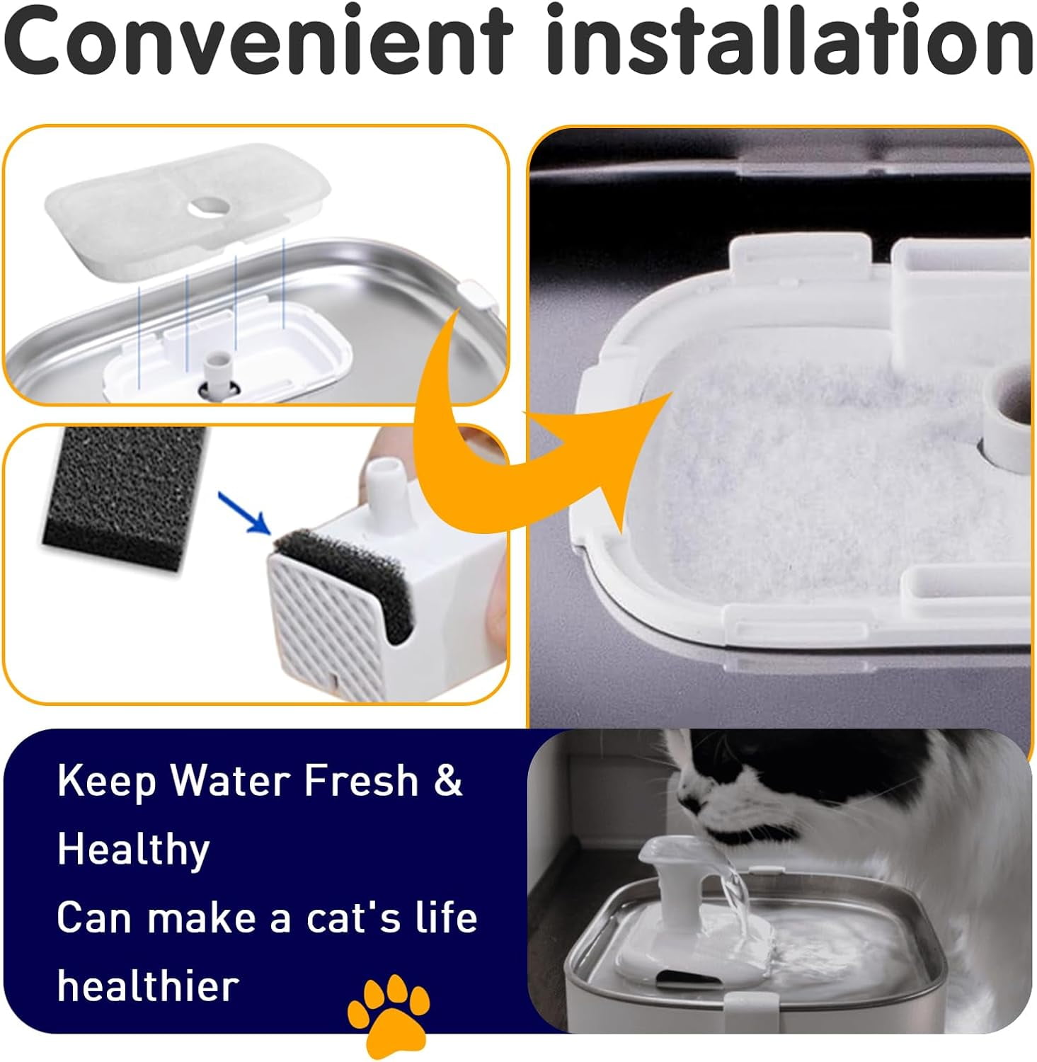 16 pack Cat Water Fountain Filter Replacement for  - Pre-Filter Sponges Compatible with PLWF105, PLWF115, PLWF005