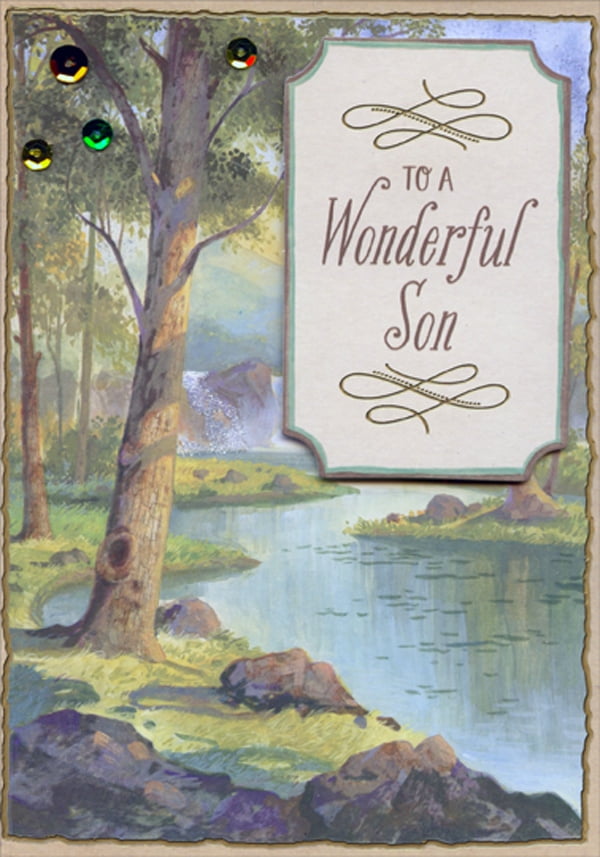 Designer Greetings Wonderful Son 3D Banner with Gold Foil Swirls and Sequins Hand Decorated Designer Boutique Keepsake Birthday Card for Son