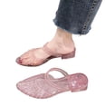 thumbnail image 5 of oqasdz Women Slippers Summer On Sandals with Pointed Toe Mid Heel Hollow Toe Wrap Stylish Jelly Summer Casual Wear,Pink, 5 of 7