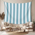 thumbnail image 2 of Aqua Striped Tapestry for Bedroom Wall Hanging Tapestry, Modern Farmhouse Blue White Stripes Ceiling Backdrop Tapestries Poster Blanket Wall Decor for Teens Room Living Room Dorm 39" x 59", 2 of 8