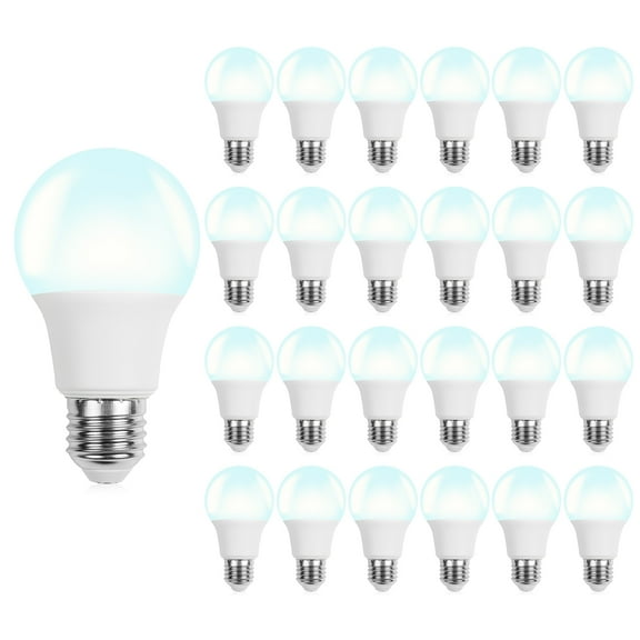 A19 LED Light Bulbs 8W, 60W Equivalent, 5000K Daylight White, 800 Lumens, Energy Saving, E26 Medium Base, Long Lasting Non-Dimmable LED Bulbs for Home Office Bedroom, 24 Pack